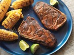 Smoky Grilled Strip Steaks with Mexican Style Corn 